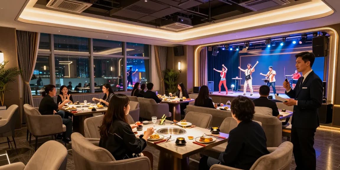 강남 구구단의 고급스러운 분위기에서 즐거운 시간을 보내는 모습