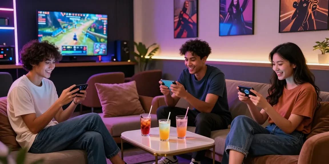 Suasana malam yang nyaman dengan teman-teman bermain LUXURY12 Link Alternatif di lounge modern.