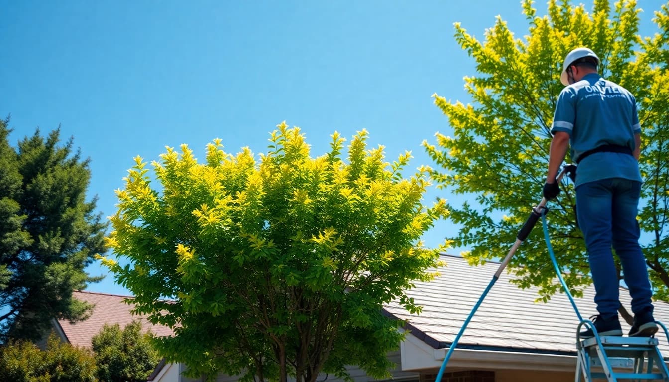 Roof Cleaning in action, showcasing a professional worker revitalizing a home's roof.