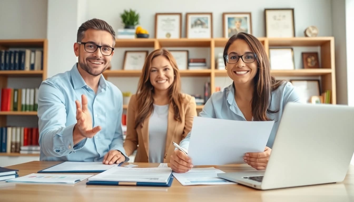 Engage in Title Insurance Services discussion in a modern office with a professional agent.