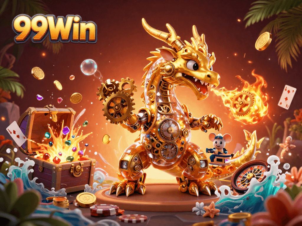 Experience the thrill of gaming at 99Win with dynamic casino action and vibrant illustrations.