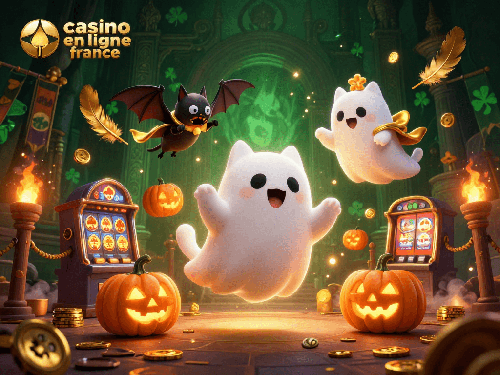 Profitez d'une expérience immersive dans un casino en ligne France avec un chat fantôme et un vampire bat.