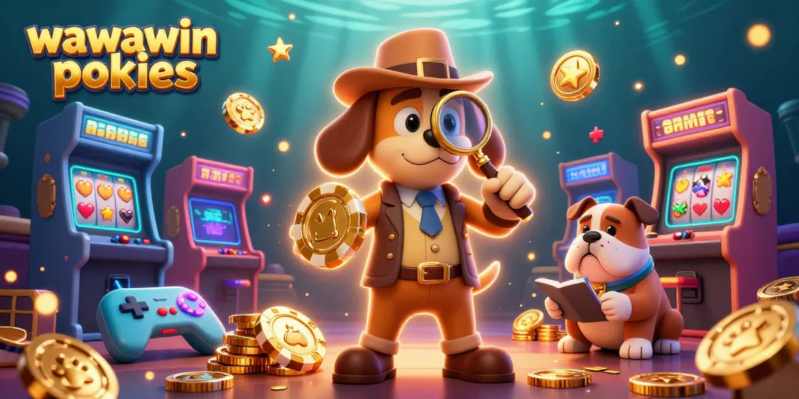 Engage with wawawin pokies while a detective explores a treasure-filled casino scene.