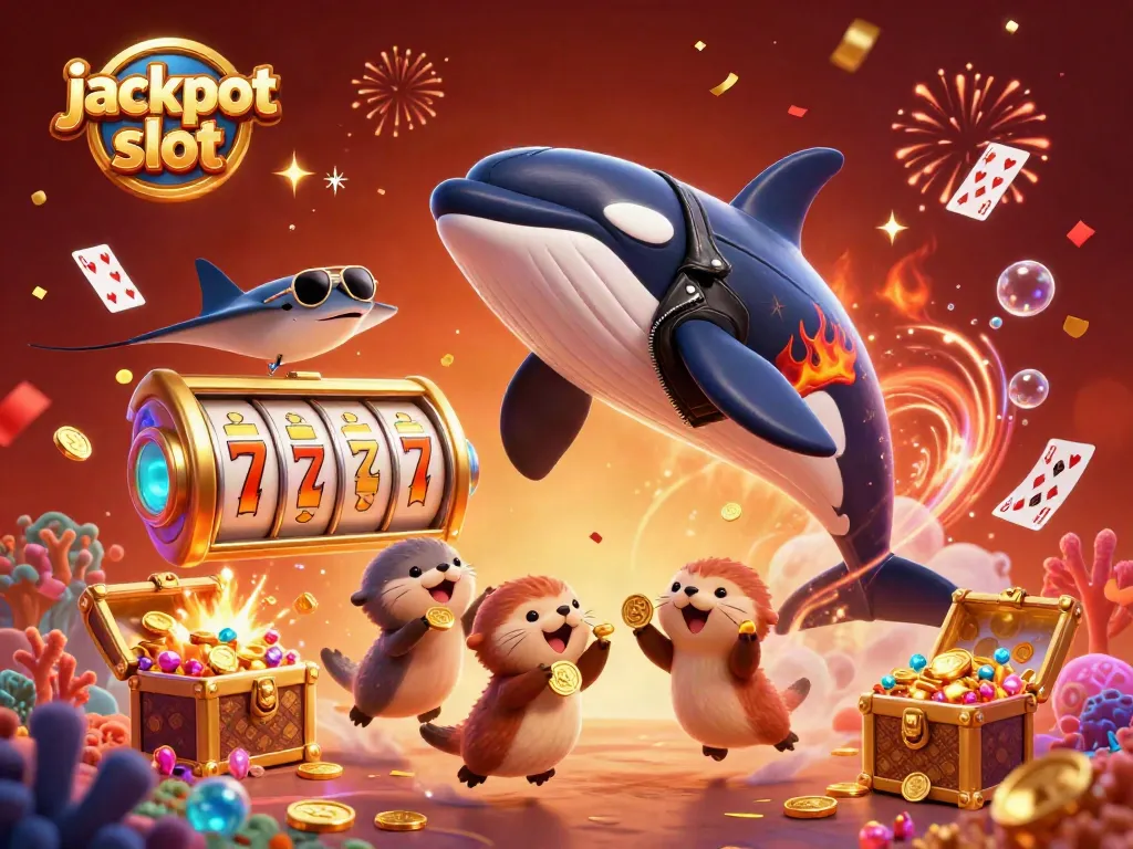 Experience jackpot slot thrills with vibrant sea creatures in an explosive gaming scene, rich with excitement.