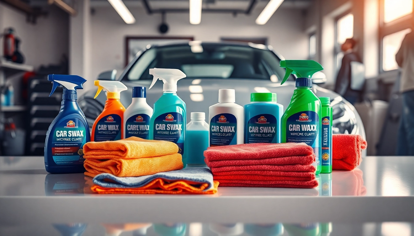 What products do I need to detail my car kit displayed on a clean workbench in a bright garage.