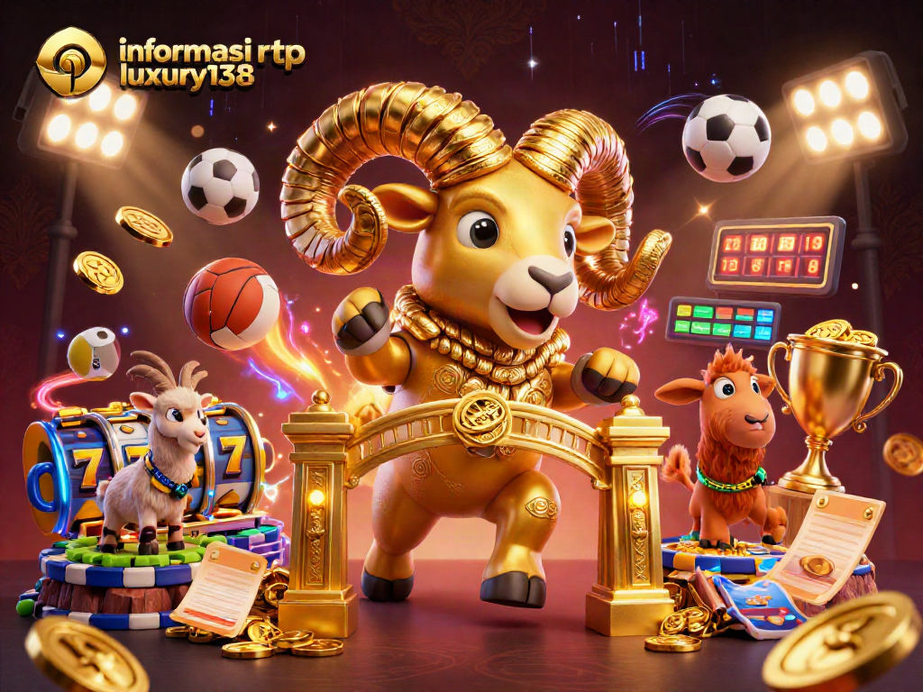 Melihat informasi rtp luxury138 dengan ilustrasi kasino 3D penuh warna dan elemen dinamis.