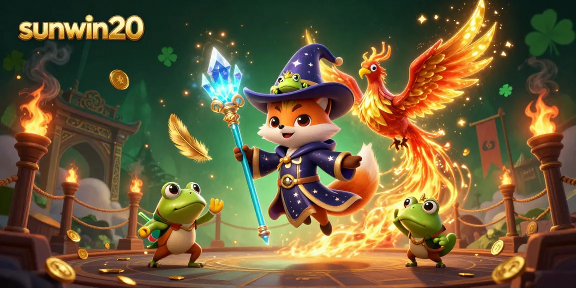 Engage in thrilling gameplay at sunwin20 with a captivating wizard fox in a vibrant casino scene
