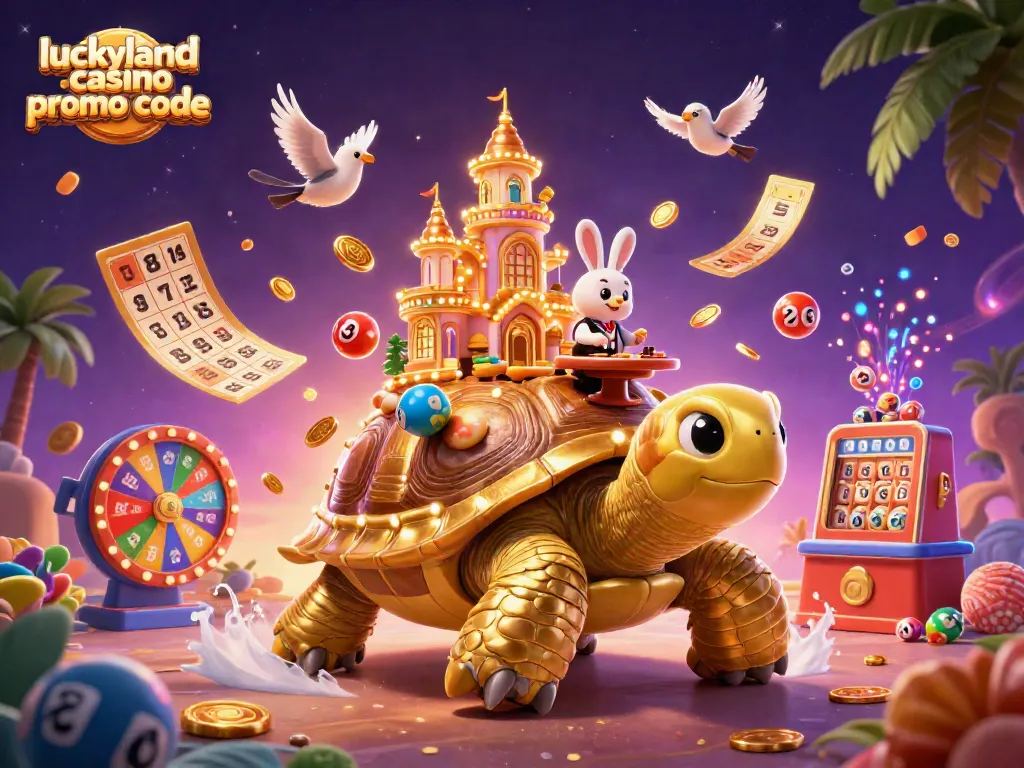 Engage with the luckyland casino promo code for free coins and exciting gameplay in this vibrant illustration.