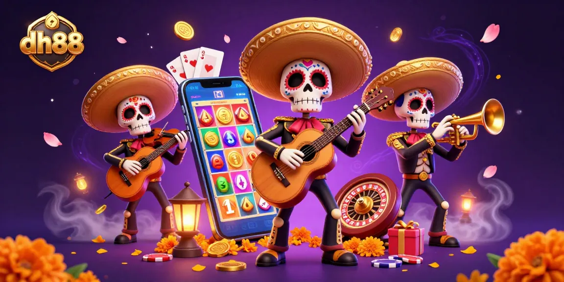Experience the vibrant excitement of dh88 with a mariachi band amidst a lively casino scene filled with games.