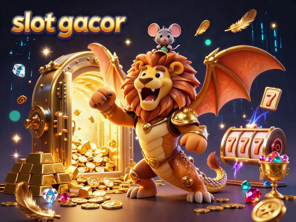 Slot gacor dengan makhluk chimera 3D dan emas berkilau, memberikan pengalaman kasino yang menakjubkan.