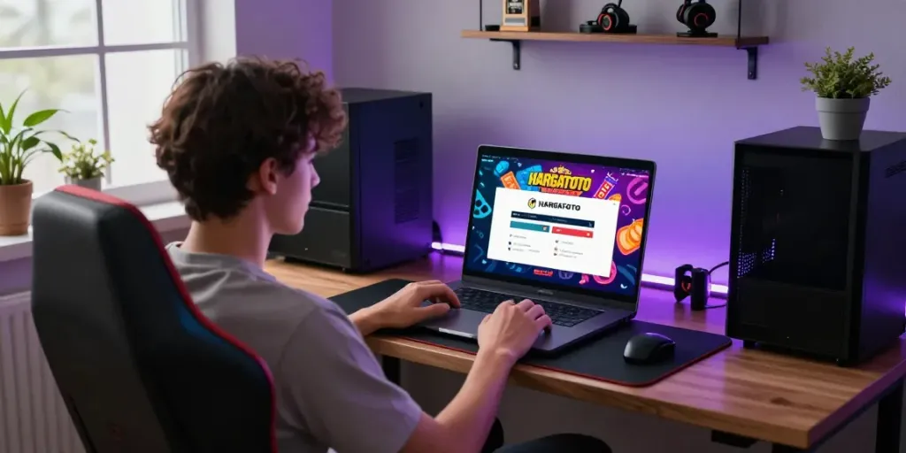 HARGATOTO login interface showcasing a vibrant online lottery experience.