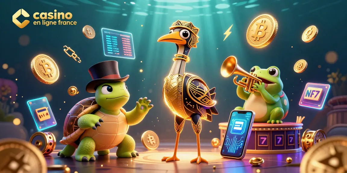 Jouez dans un monde de casino en ligne France avec des personnages 3D animés et des éléments de cryptomonnaie.