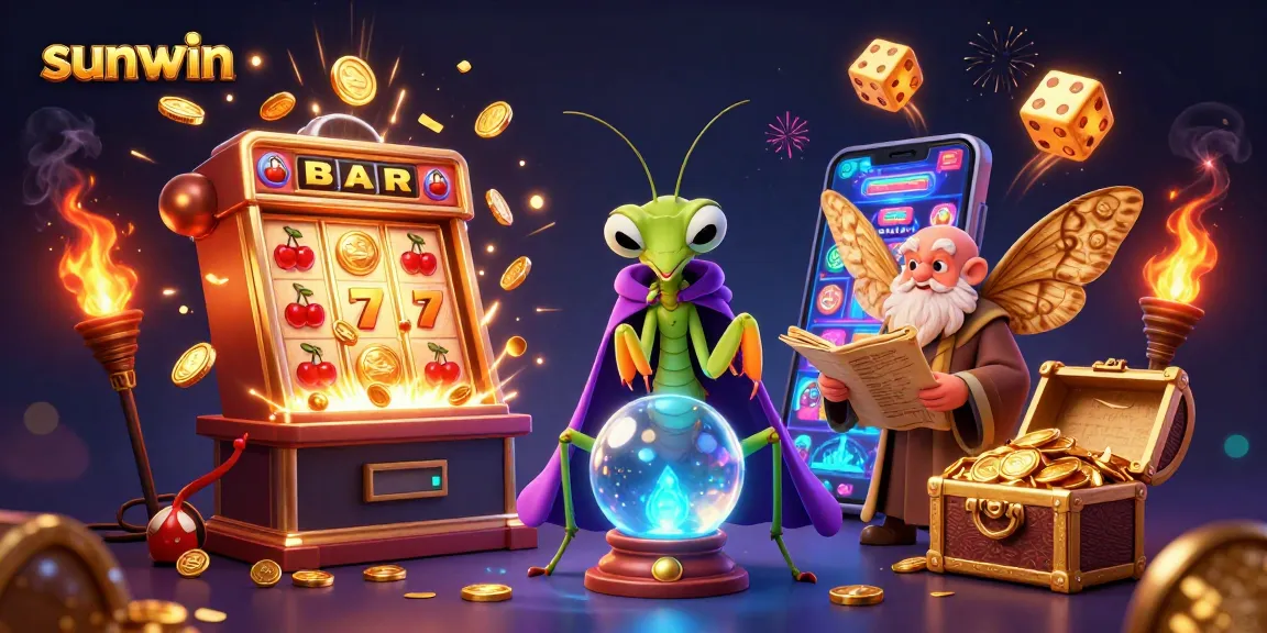 Engage with sunwin's vibrant casino atmosphere as fortune tellers and symbols illuminate the scene.