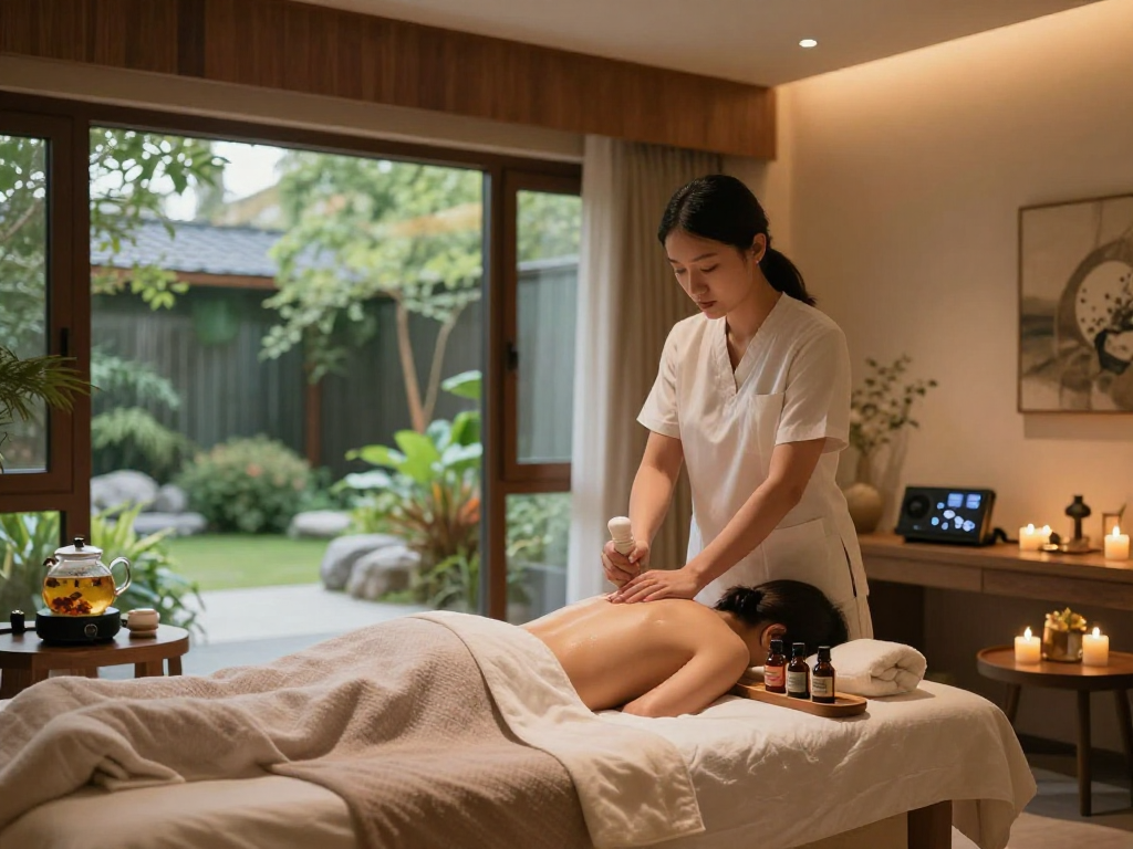 Premium aromatherapy massage setup featuring mantra88 oils in a tranquil spa.