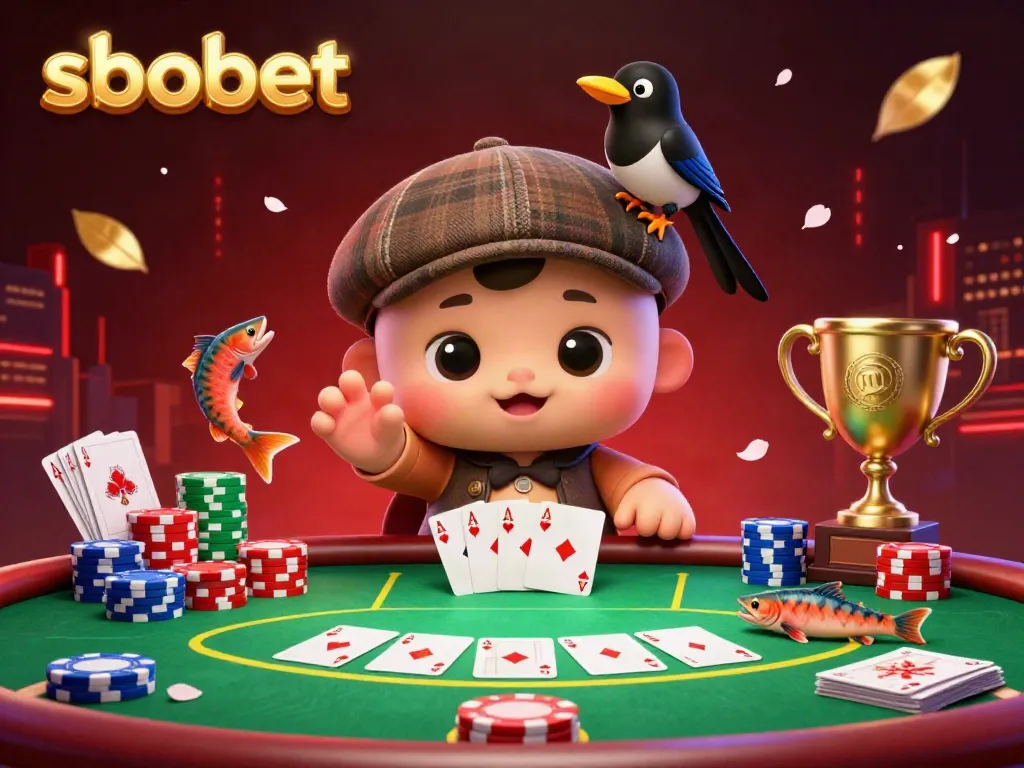 Engage with sbobet sports betting excitement from an ultra-detailed illustration featuring playful characters.