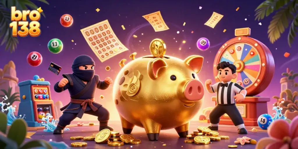 Engage with the thrilling bro 138 casino scene featuring vibrant characters and elements.