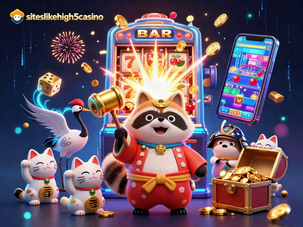 Experience exciting gameplay at siteslikehigh5casino with vibrant slot machines, colorful characters, and festive elements.