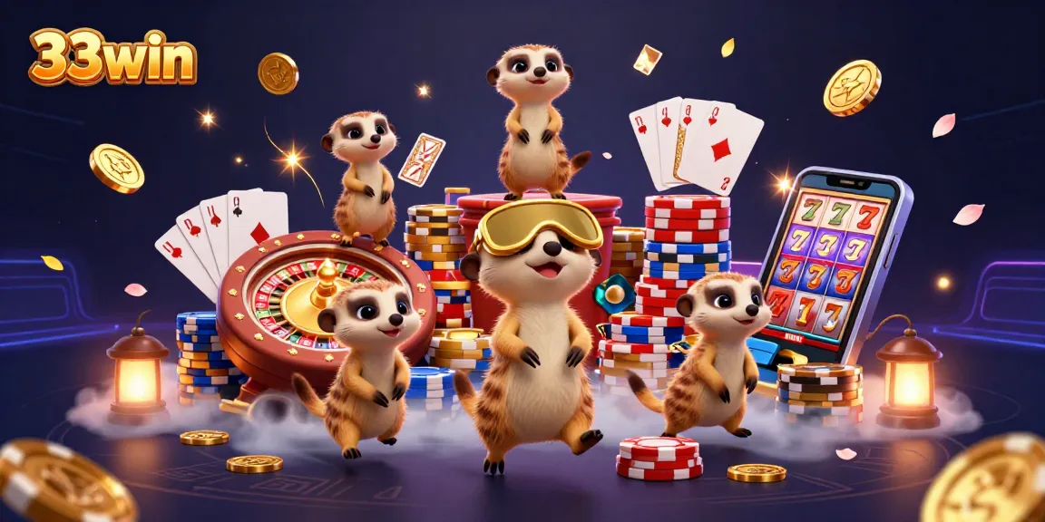 Experience thrilling gameplay at 33win with unique casino elements and lively meerkat characters.
