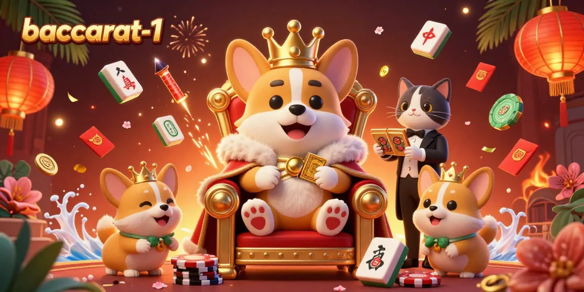 Enhance your baccarat-1 experience with a royal corgi and vibrant casino-themed elements.