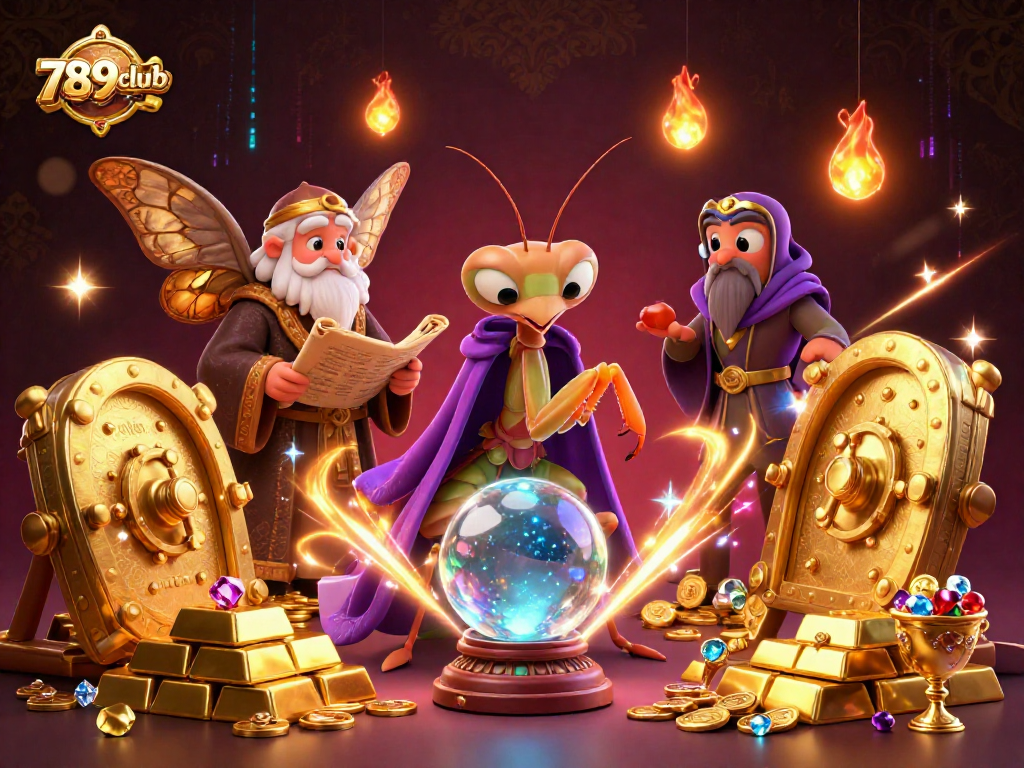 Engage in exciting games at 789club with vibrant treasures and mystical elements surrounding fortune teller characters.