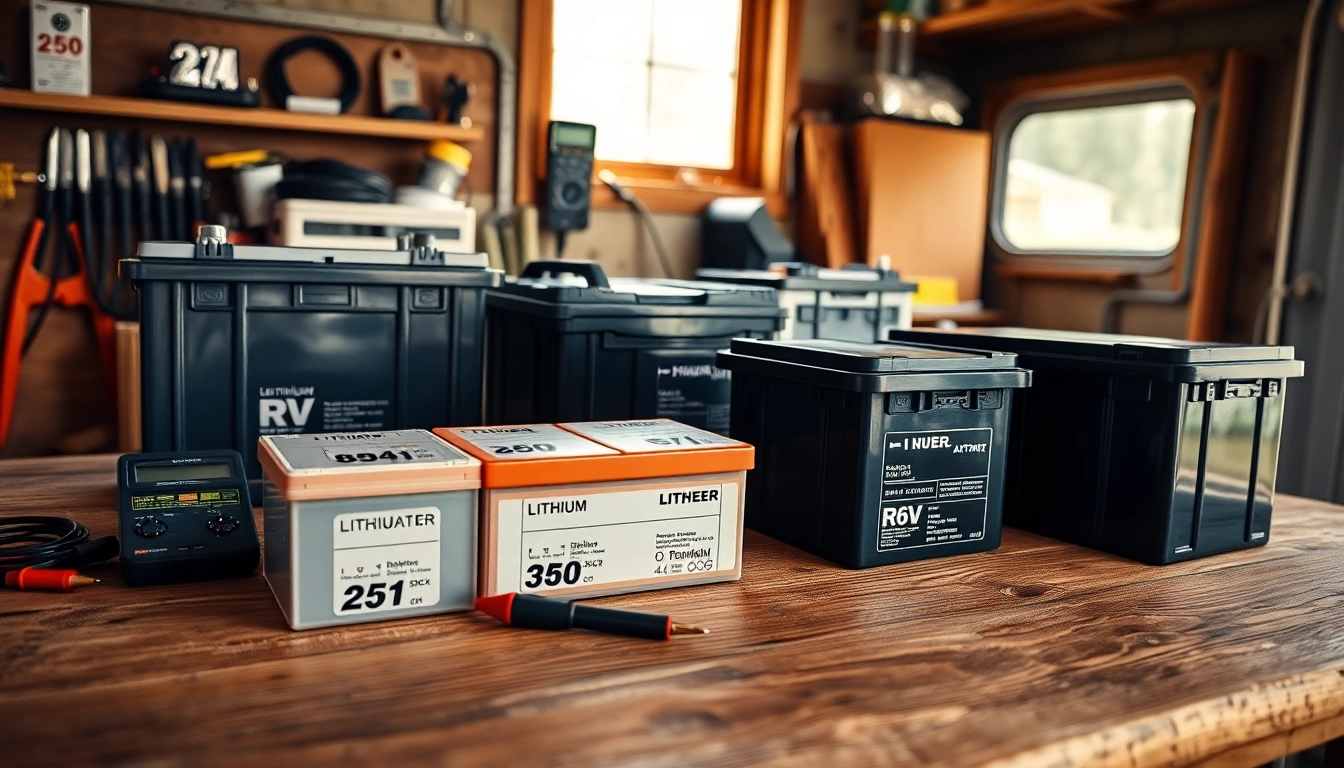 Showcase lithium RV batteries highlighting their size and design features