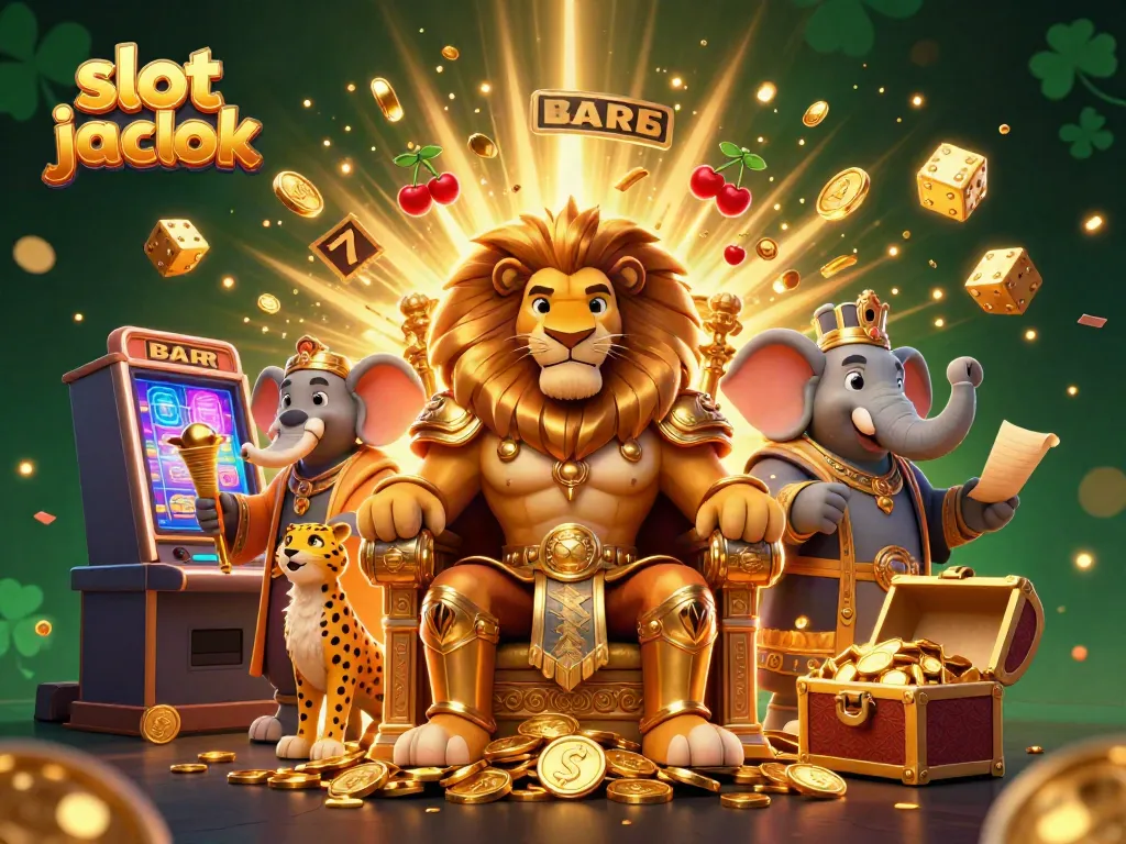 Experience the thrilling moment of a slot jackpot celebration with dazzling characters and vibrant casino elements