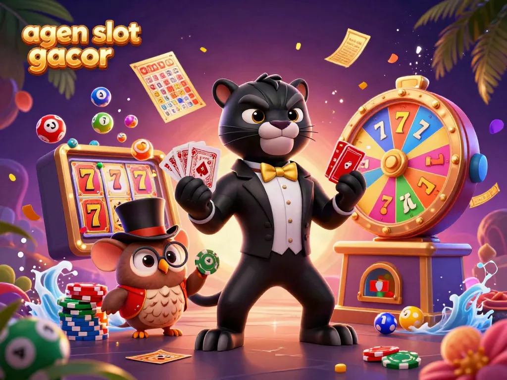 Experience excitement with agen slot gacor as vibrant characters enhance a dynamic casino scene.