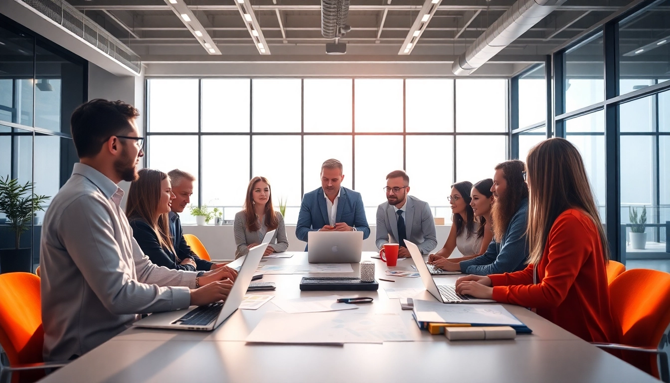 Team collaborating on Product Launch Services strategy in a bright modern office.
