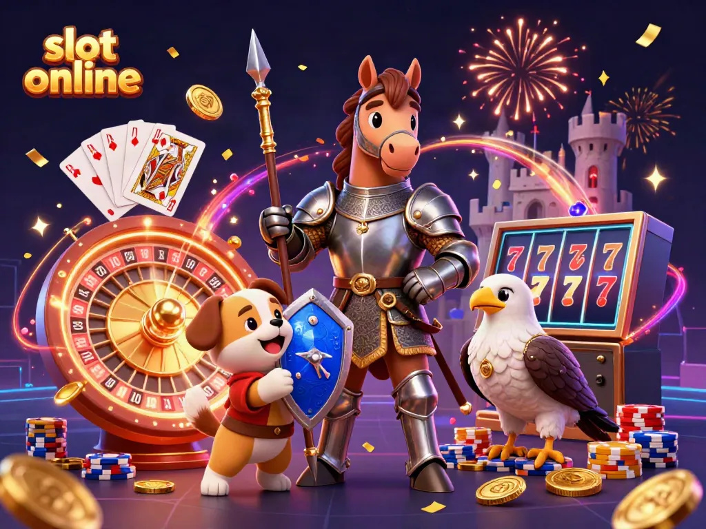 Experience the excitement of slot online gaming with vibrant characters and dazzling casino elements.