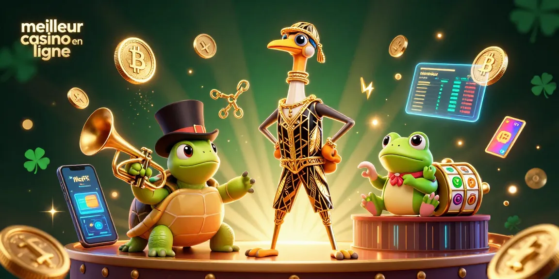 Découvrez le meilleur casino en ligne avec une scène animée et des personnages de style art déco.
