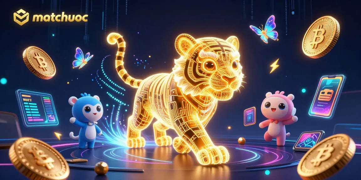 Matchuoc elevates your gaming with neon tiger graphics and vibrant crypto elements.