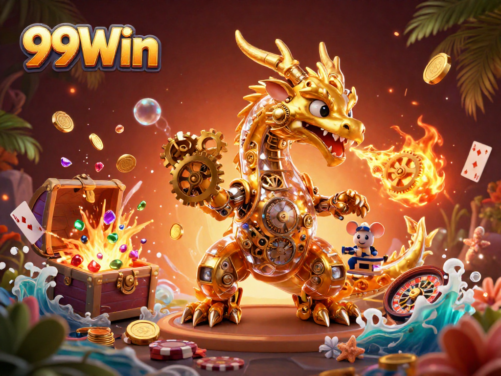 Experience the thrill of gaming at 99Win with dynamic casino action and vibrant illustrations.