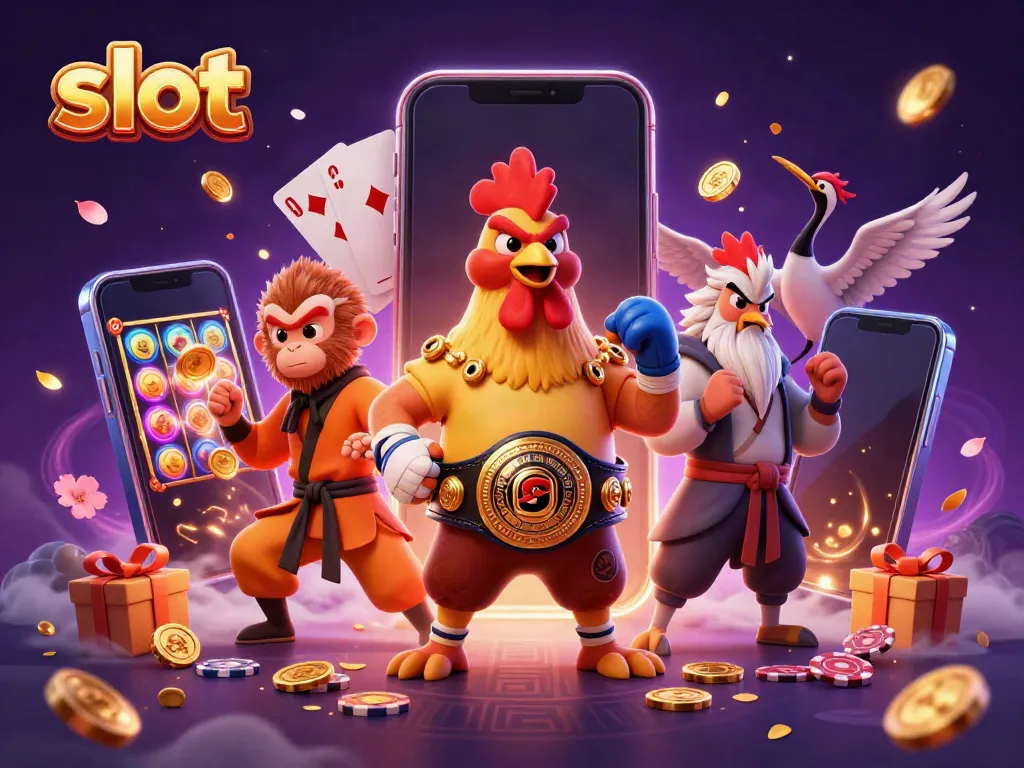 Slot menarik perhatian dengan karakter unik dan elemen permainan kasino yang warna-warni.