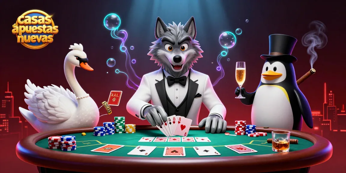 Apostar en casas de apuestas nuevas con un lujoso ambiente de casino y personajes elegantes.