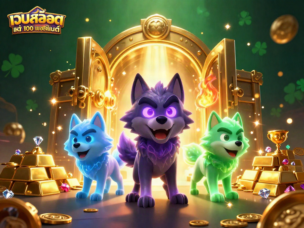 Play slots with เว็บสล็อต แท้ 100 เปอร์เซ็นต์ featuring mystical wolves and treasure.