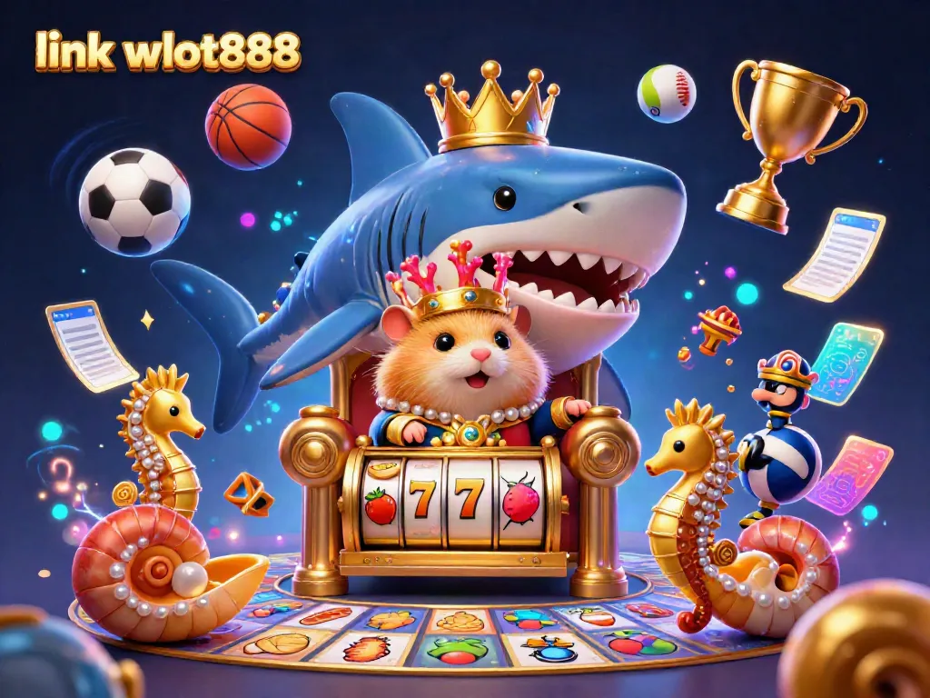 Slot simbol di bawah singgasana hamster raja dengan link wslot888 menjadi pusat keberuntungan.