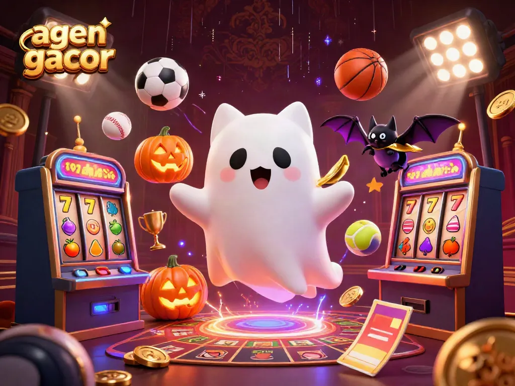 Engage with the exciting world of agen slot gacor where a playful ghost cat and bat companion float through a haunted casino.