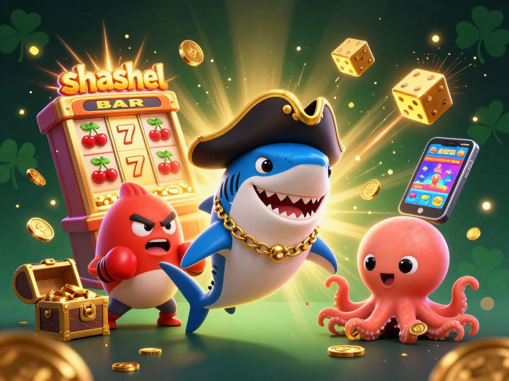 Engage with Shashel's dynamic casino adventure featuring a shark, pufferfish, and octopus!