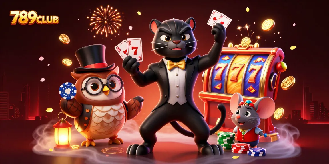 Experience exciting gaming at 789CLUB with dynamic slot reels and colorful characters.