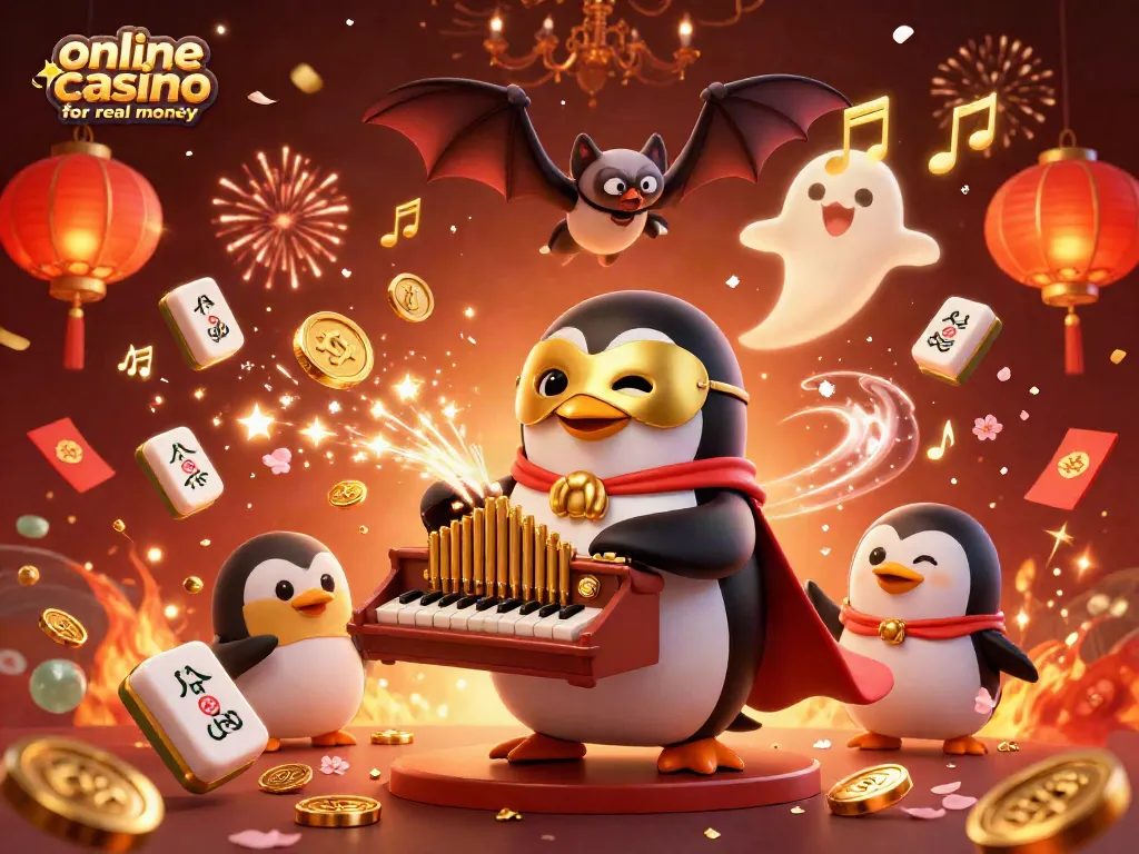Experience the excitement of an online casino for real money with vibrant symbols and animated characters.