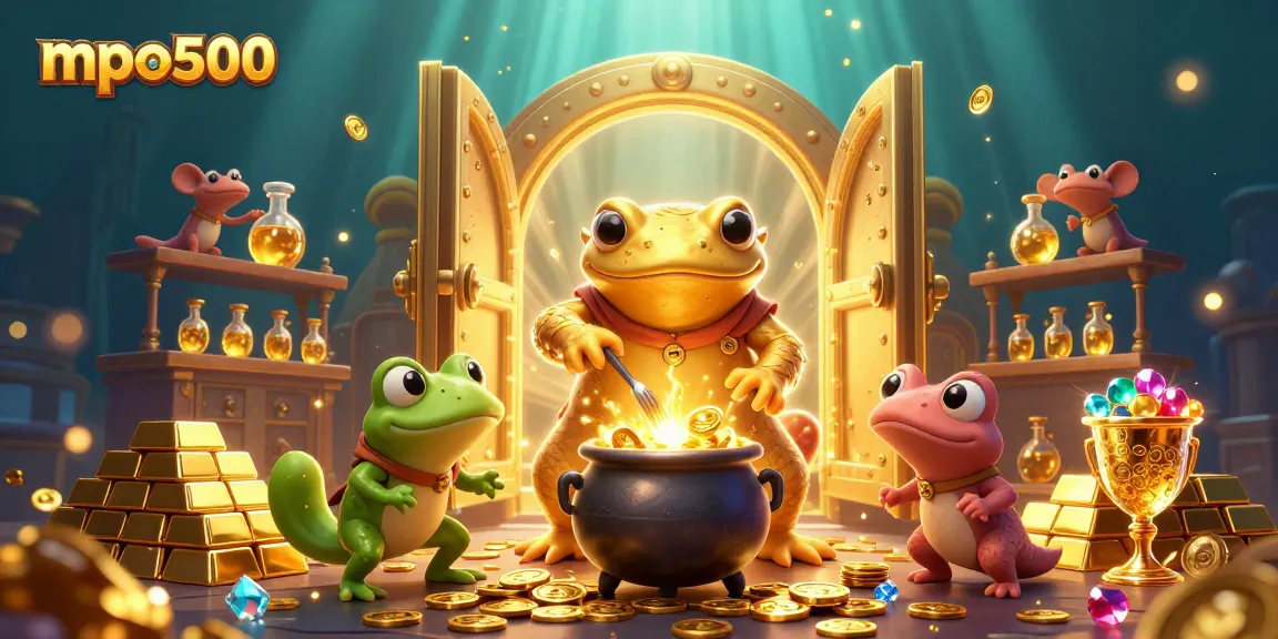 Experience the magic of mpo500 with a dynamic illustration of treasure and fortune.