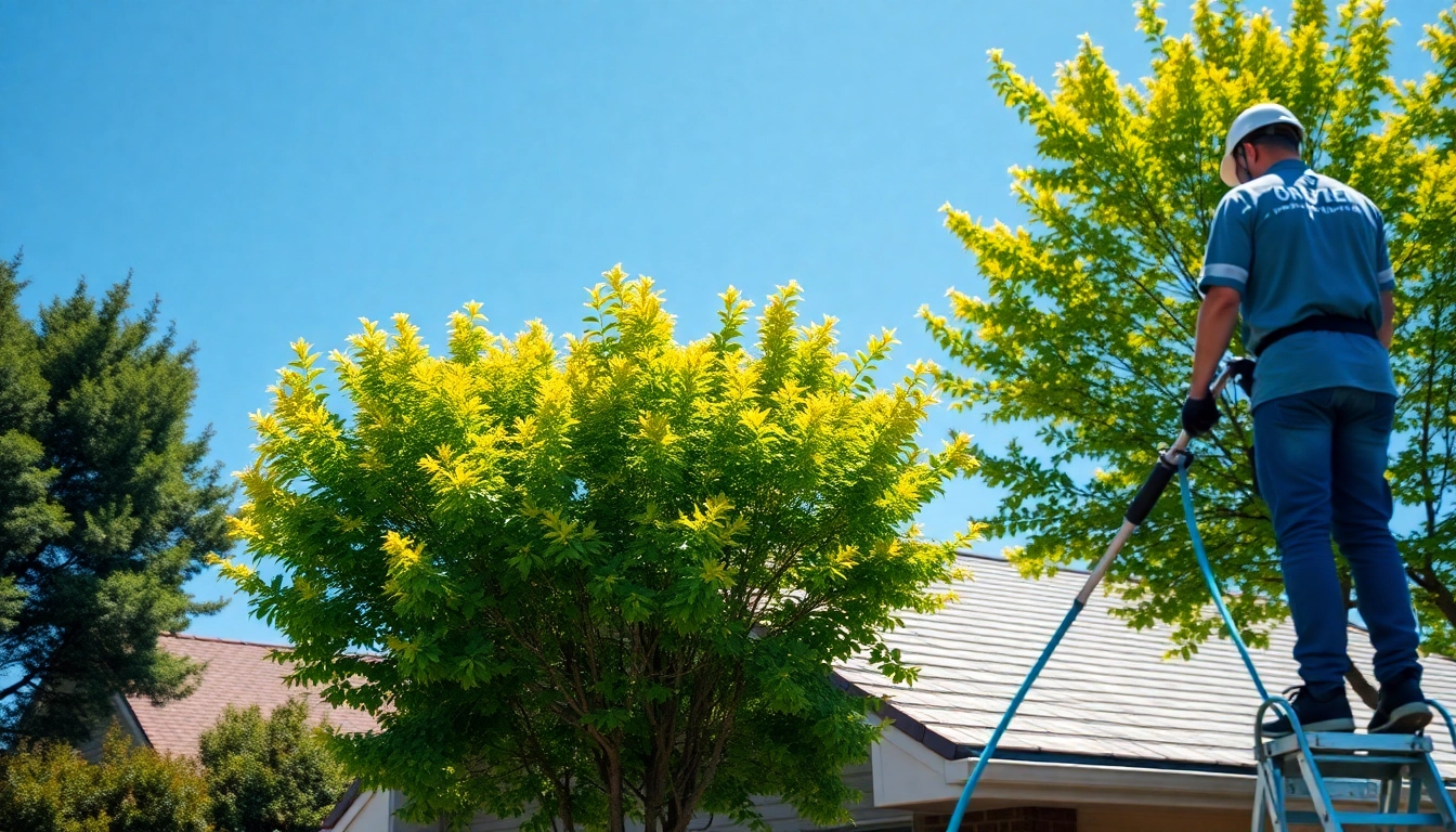 Roof Cleaning in action, showcasing a professional worker revitalizing a home's roof.