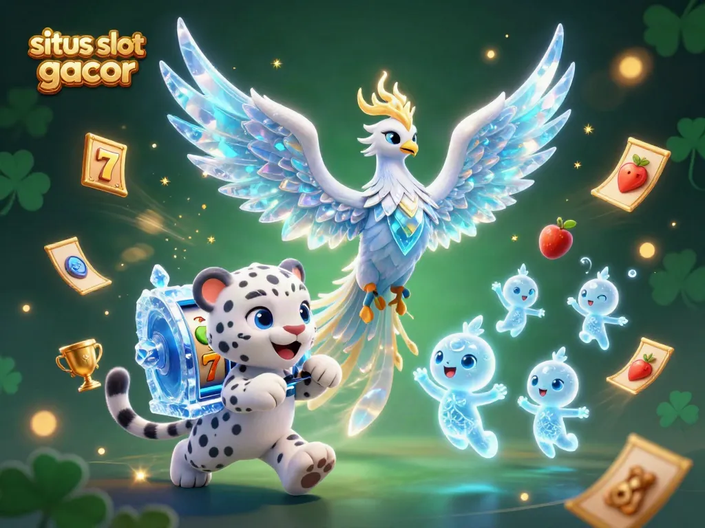 Experience the excitement of situs slot gacor with an ice phoenix and slot elements in dazzling colors.