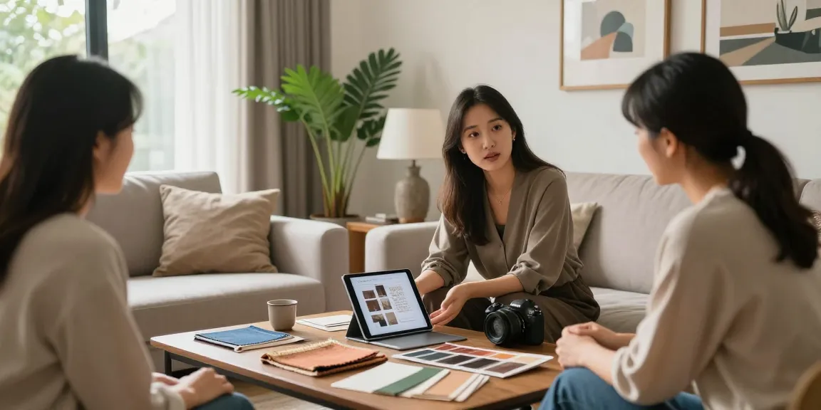 Desain interior modern dengan layanan konsultasi di https://decorserene.com/privacy-policy/ yang menunjukkan suasana santai dengan desainer profesional.