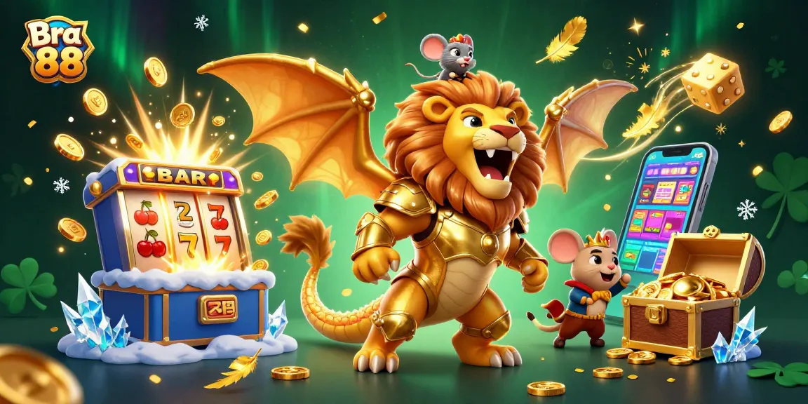 Experience the excitement of Bra 88 with a chimera fighting for jackpots amid casino games.