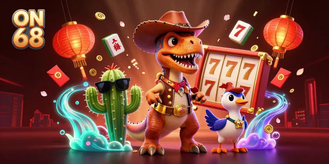 Experience thrilling slots interactions with ON 68, featuring unique characters and casino elements.