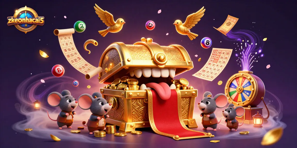 Engage in thrilling lottery gameplay with zkeonhacai5, featuring a vibrant 3D casino scene.