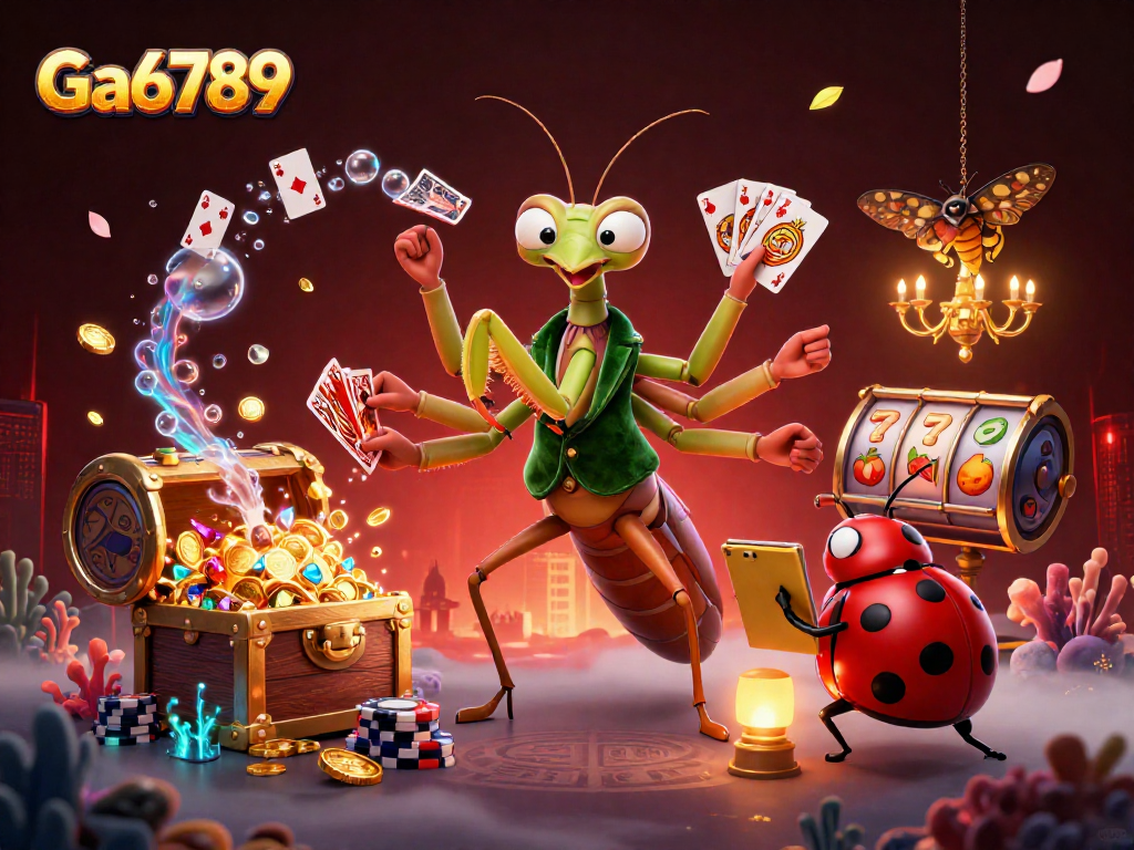 Experience Ga6789 with vibrant 3D characters and dynamic gambling elements in a captivating casino scene.