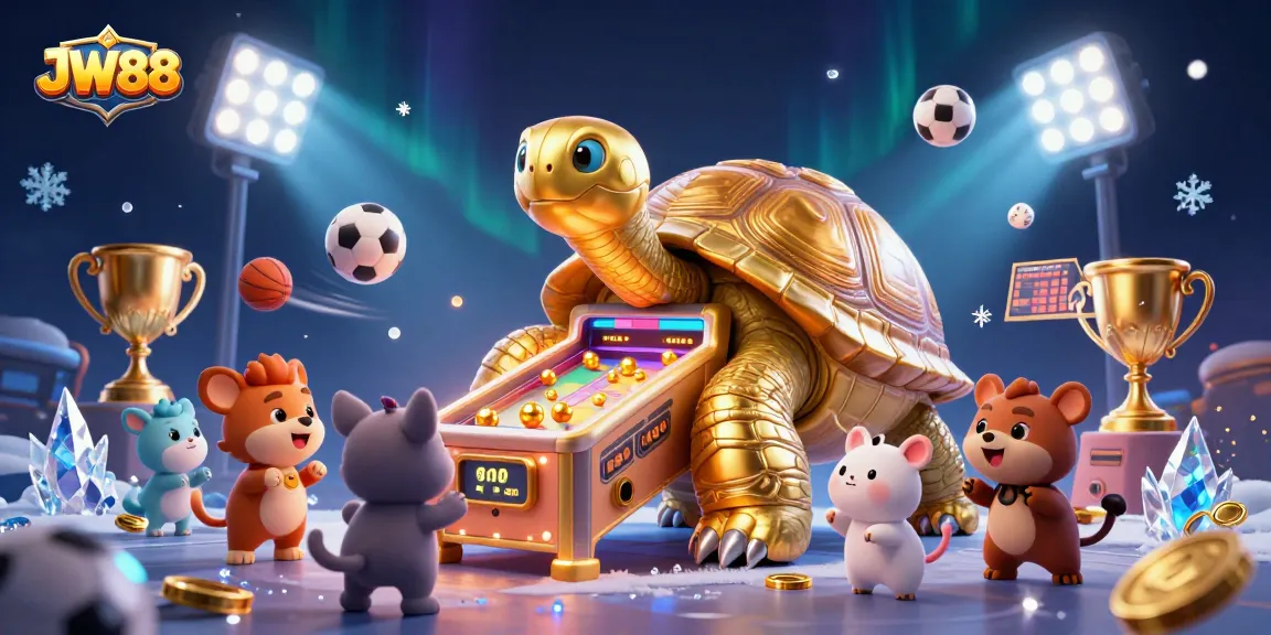 Engage with JW88's vibrant 3D illustration showcasing thrilling casino elements in a fun, dynamic setting.