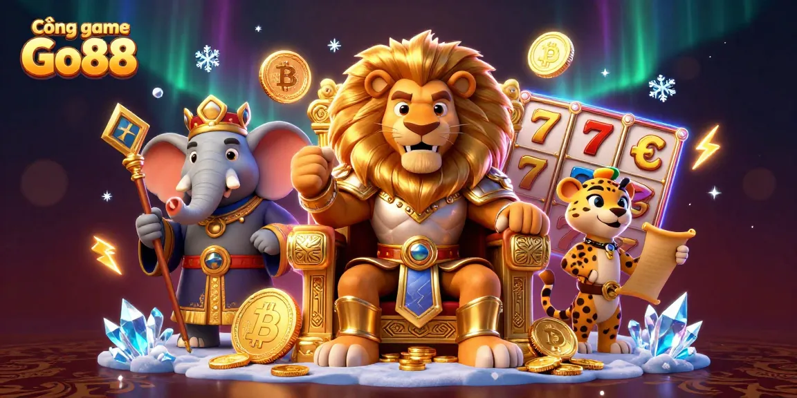 Join the excitement at Cổng game Go88 with vibrant slot reels and engaging characters in a lively casino setting.